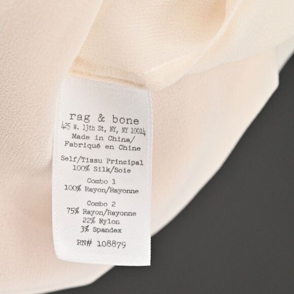 RAG BONE Top Womens Size XS Daria Silk Tunic Ivory Layered Long Knit Sleeve Boho - Picture 9 of 10